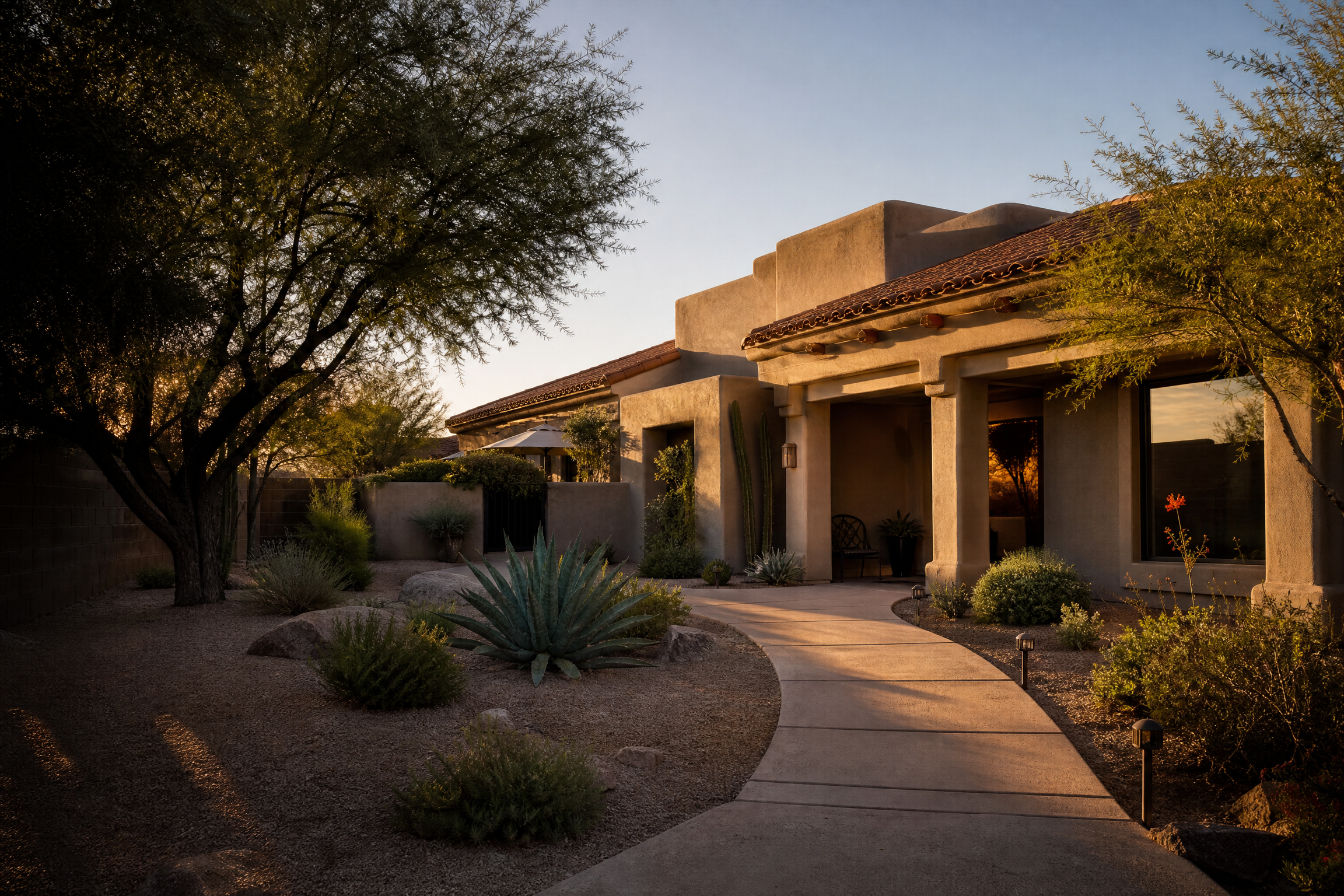 Arizona home with desert landscaping where mobile massage care can be provided